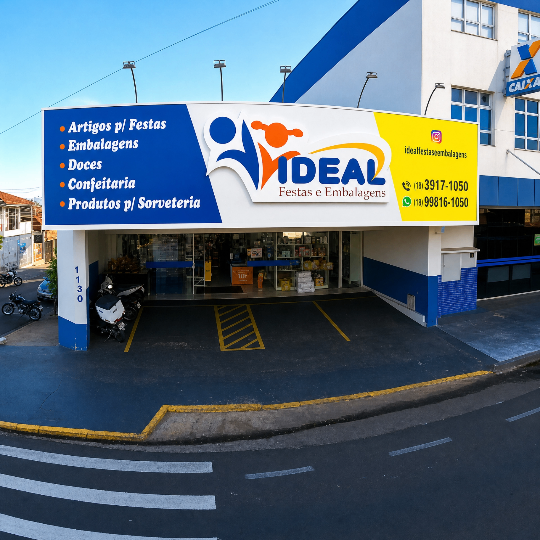 Fachada da loja Ideal Festas e Embalagens em Presidente Prudente